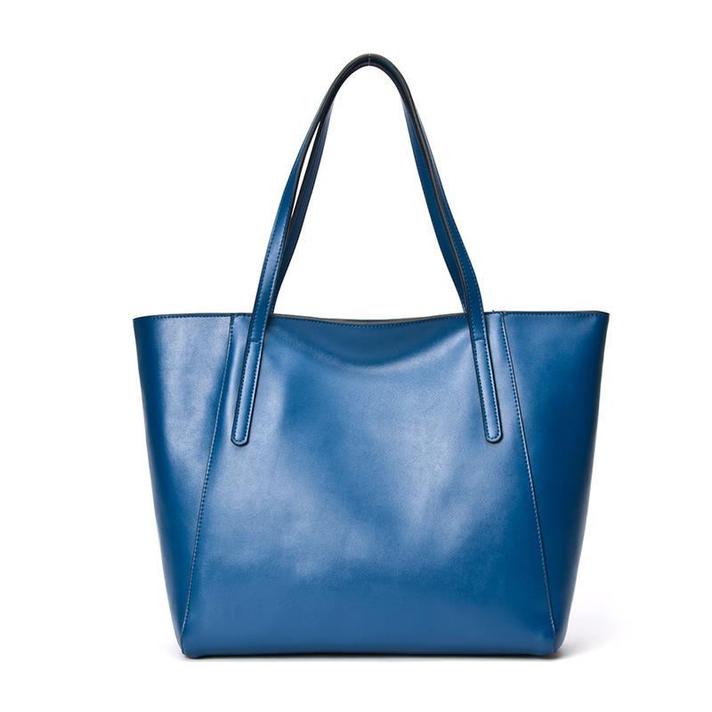 Blue Leather Tote Bag Large Shoulder Bags