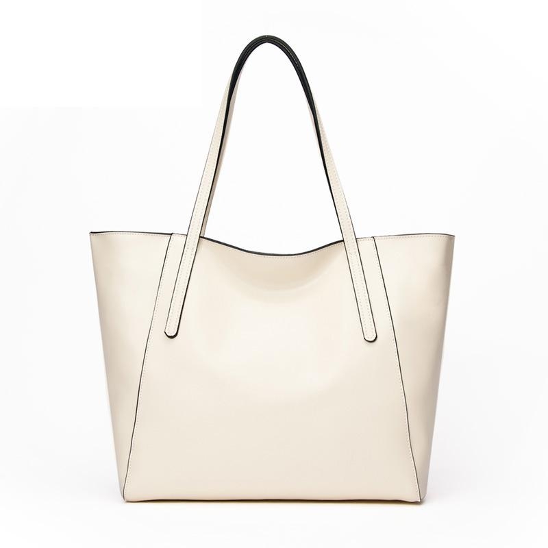 White Leather Tote Bag Large Shoulder Bags