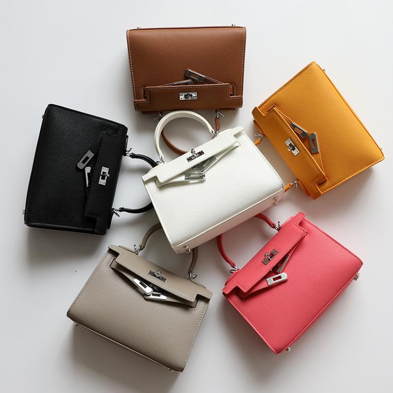 Grey Leather Crossbody Purses Top Handle Small Handbags