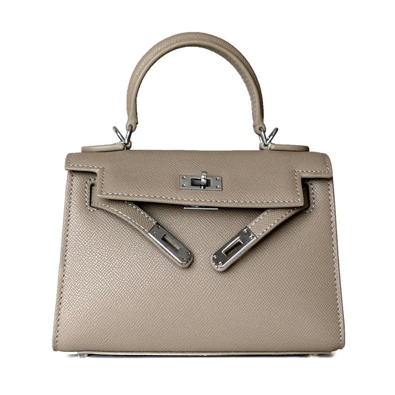 Grey Leather Crossbody Purses Top Handle Small Handbags