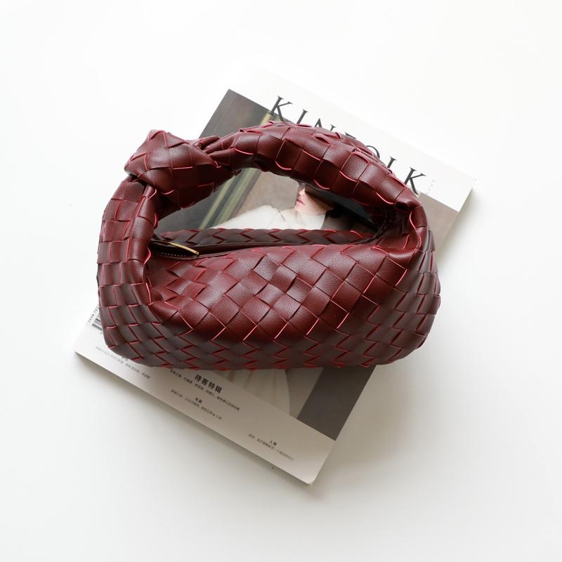 Red Leather Woven Handbags