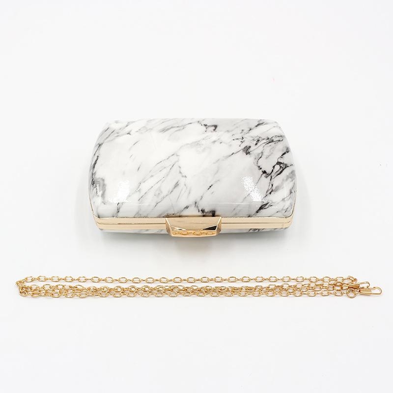 White Marble Pattern Smooth Clutch Purse Elegant Box Evening Bags