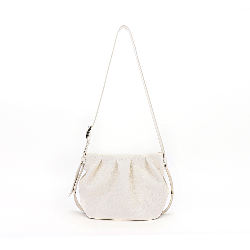 White Slouchy Crossbody Bag Shoulder Purse With Magnetic Button