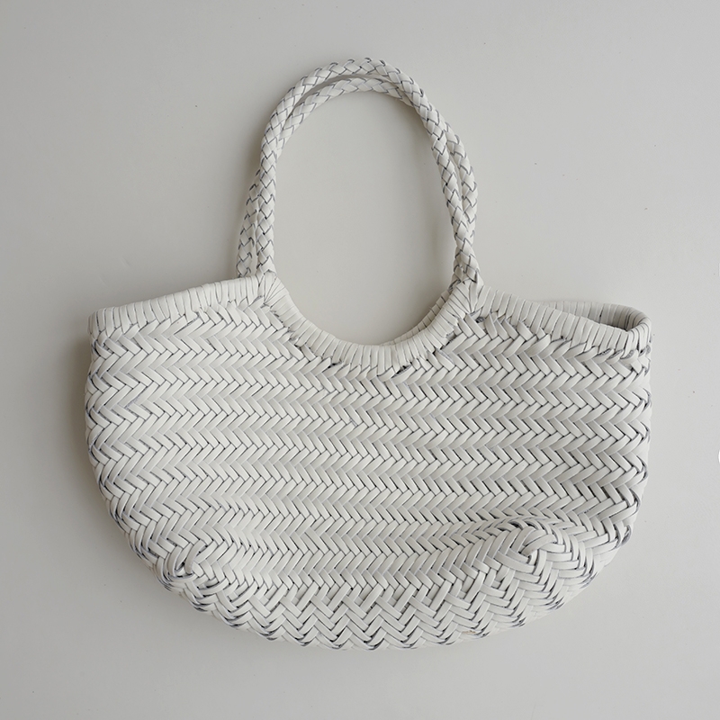 White Summer Woven Leather Purse Oversized Tote Bags
