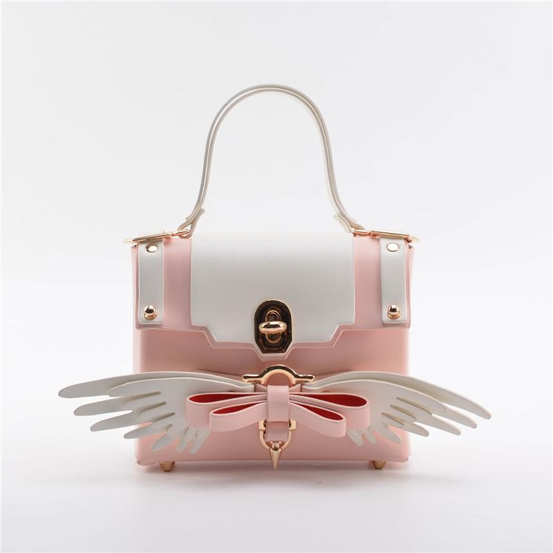 White and Pink Sweet Wing Crossbody Convertible Backpack Big Size