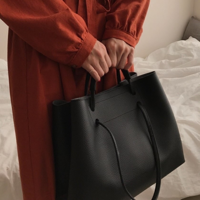 Women's Black Large Tote Bag Vintage Handbags