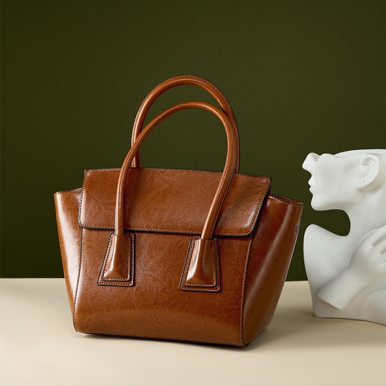 Women's Brown Leather Wing Tote Bag Work Handbags