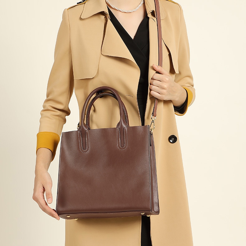 Women's Brown Soft Leather Tote Bag Work Handbag