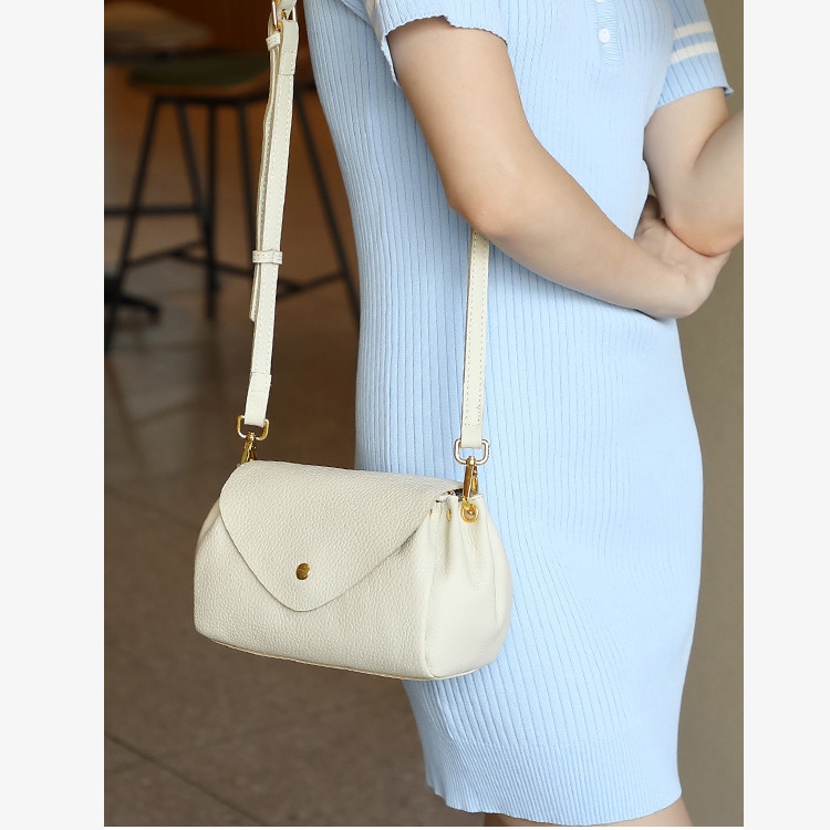 Women's White Soft Leather Flap Crossbody Mini Bags