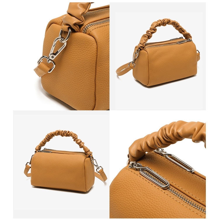 Women's White Leather Top Handle Cube Shoulder Handbags