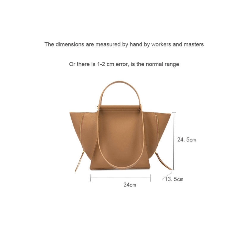 Women's Apricot Soft Leather Big Tote Bags Shoulder Handbag