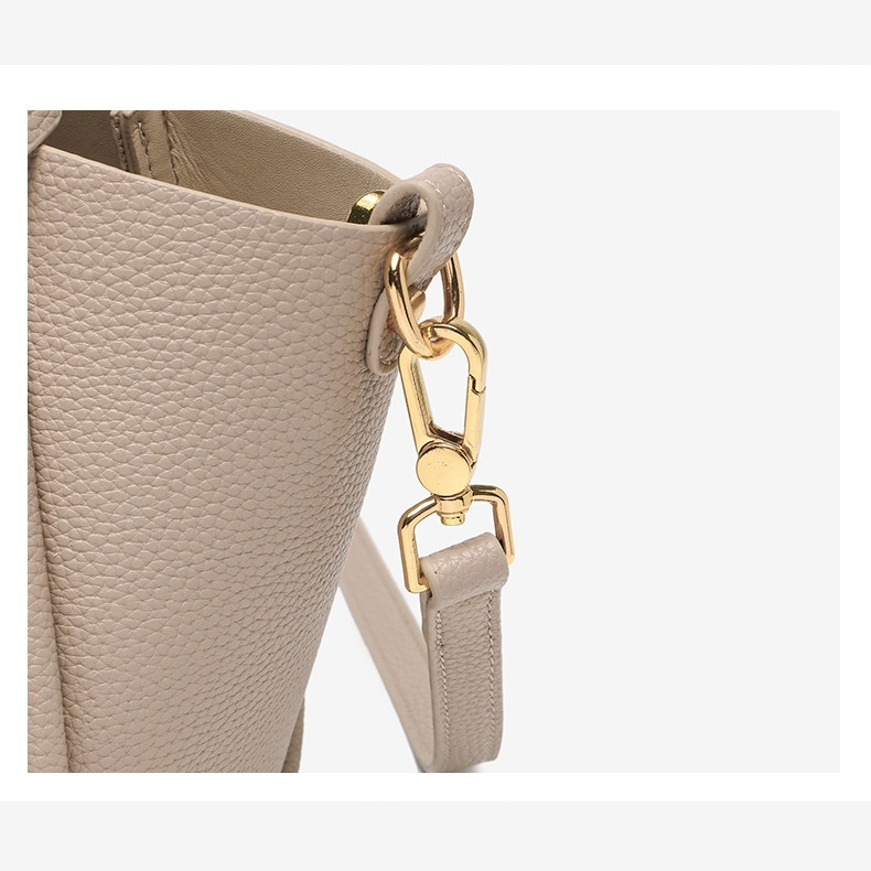 Women's Grey Leather Belt Hanfbags Shoulder Mini Tote Basket Bags