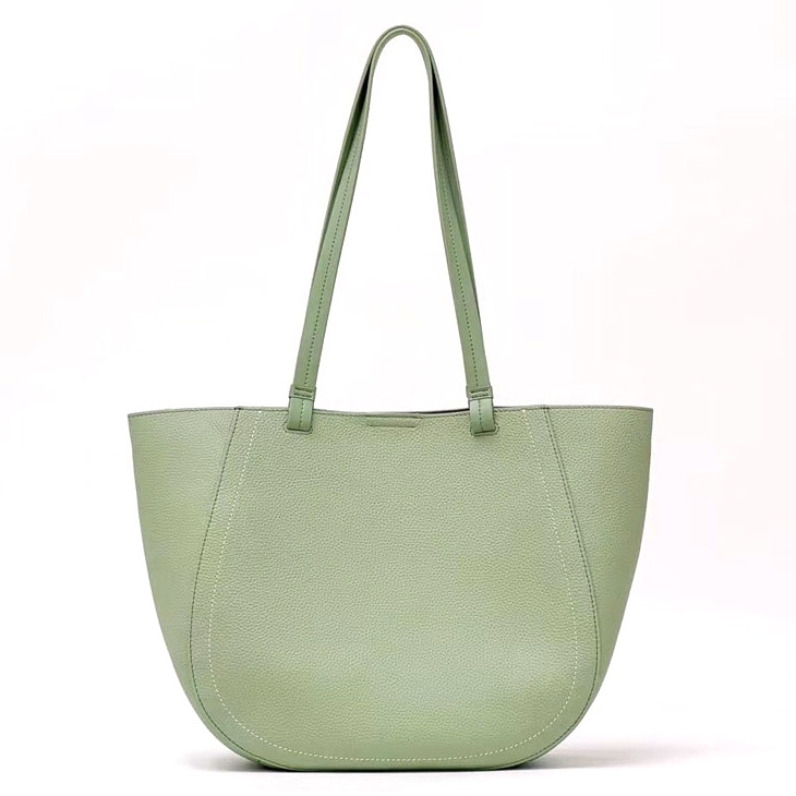 Women's Half-Moon Green Leather Tote Bags