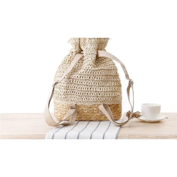 Women's Ivory Straw Backpack Bohemia Summer Bag for Travelling