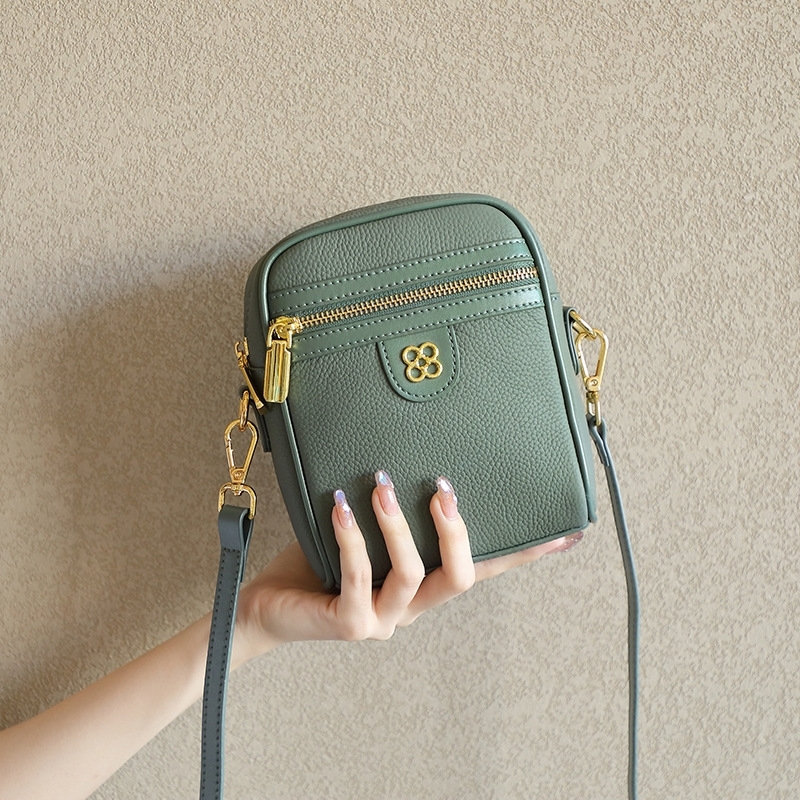 Women‘s Leather Green Square Shoulder Mini Bags
