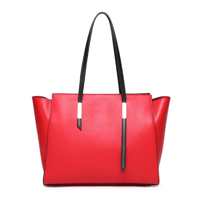 Women's Red Zipper Large Leather Tote Bags for Work
