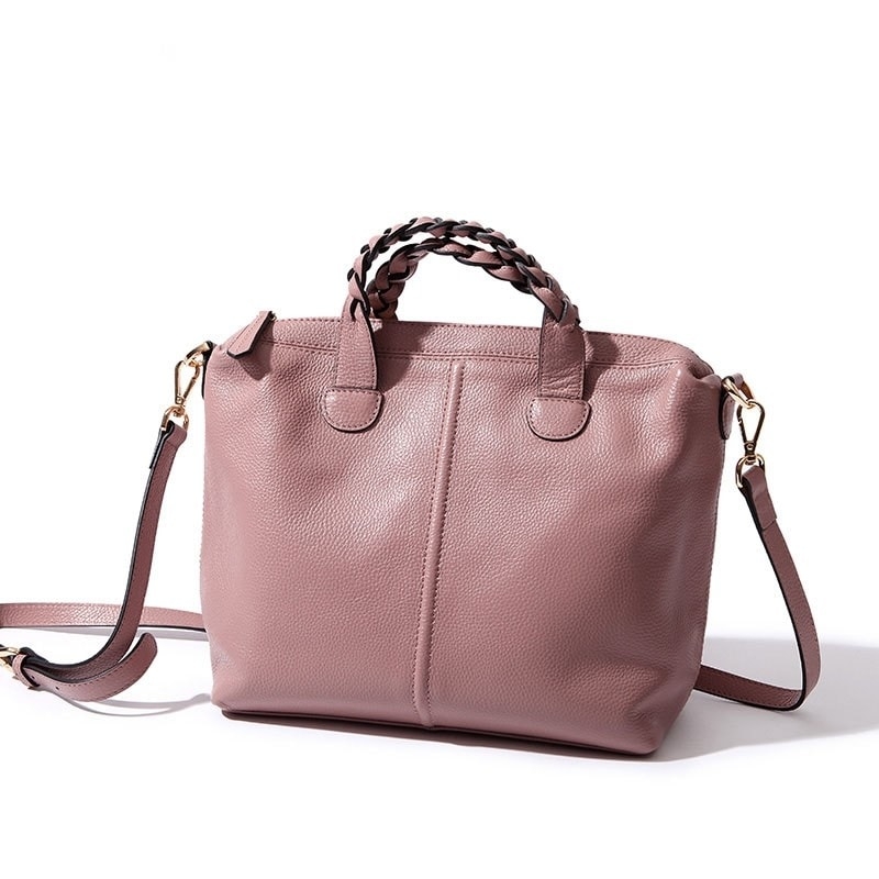 Women's Old Pink Leather Tote Bag Shoulder Handbags
