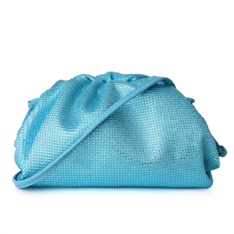 Women's Light Blue Ploymer Mini Handbag Rhinestone Shoulder Bag