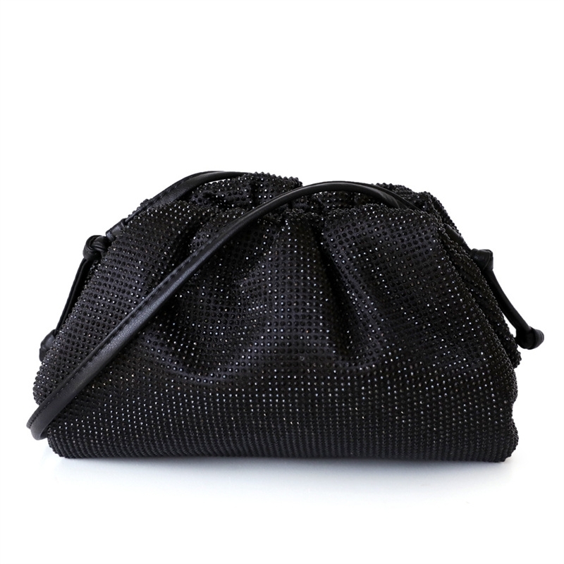 Women's Black Ploymer Mini Handbag Rhinestone Shoulder Bag