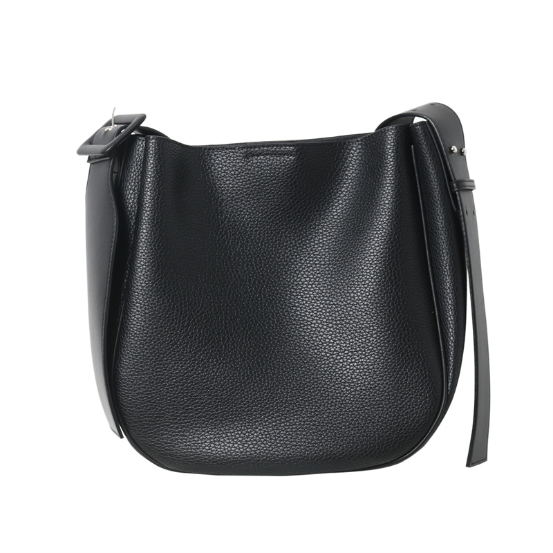 Women's Black Leather Litchi Partten Shoulder Bags