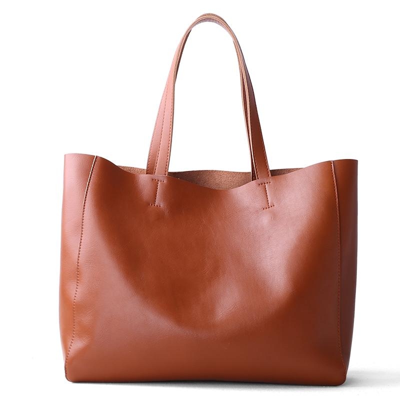 Women's Black Large Genuine Soft Leather Tote Bag Shopper Bags