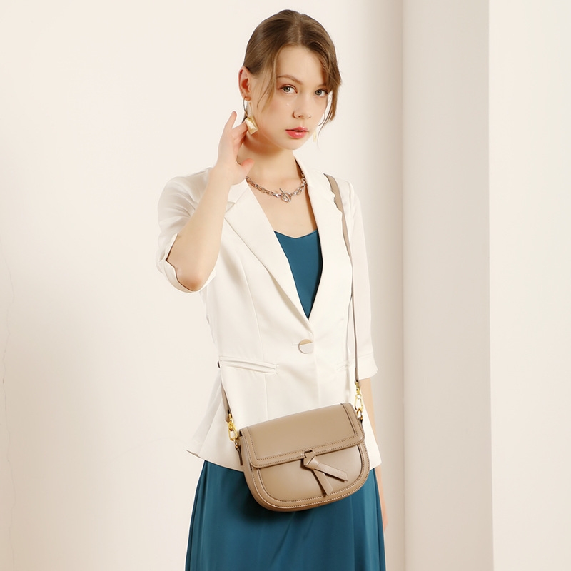 Women's White Leather Half-Moon Saddle Bags Flap Crossbody Bags