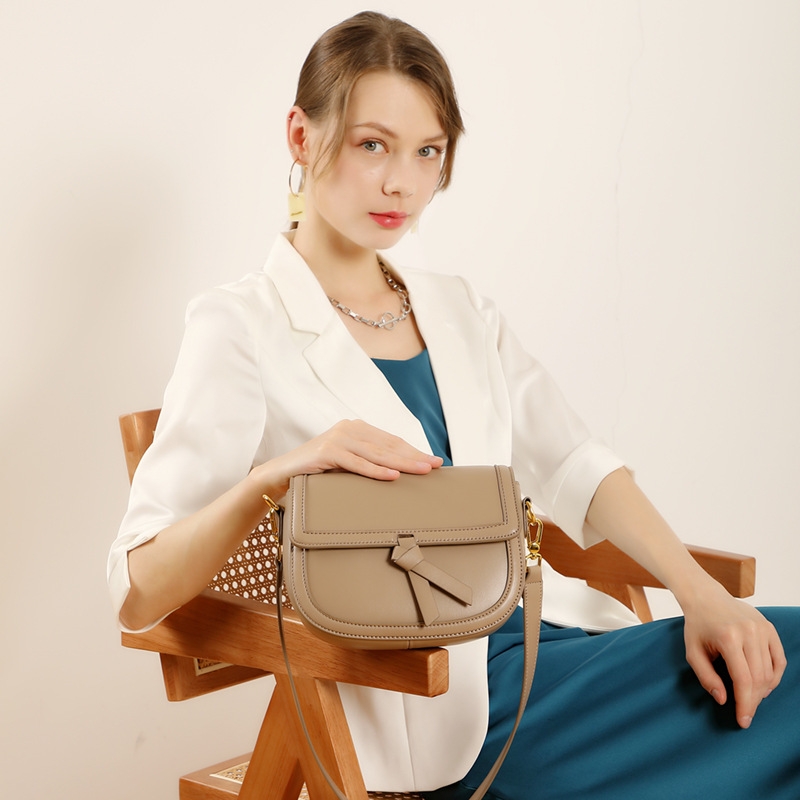 Women's White Leather Half-Moon Saddle Bags Flap Crossbody Bags