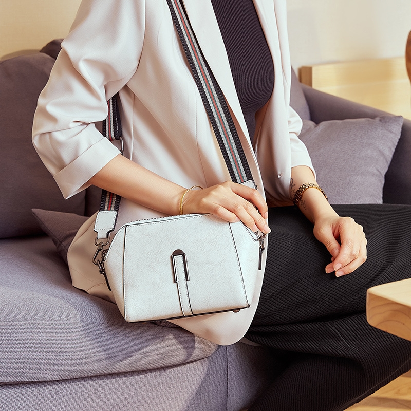 Women's White Leather Zipper Mini Crossbody Bags