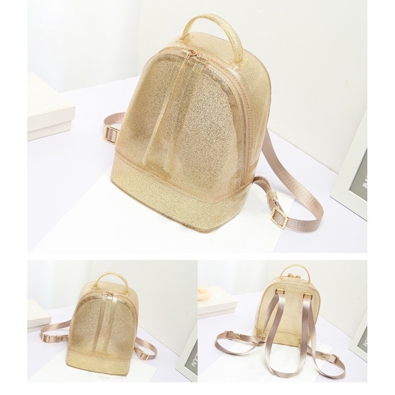 Gold Backpack Cute Clear Jelly Bags