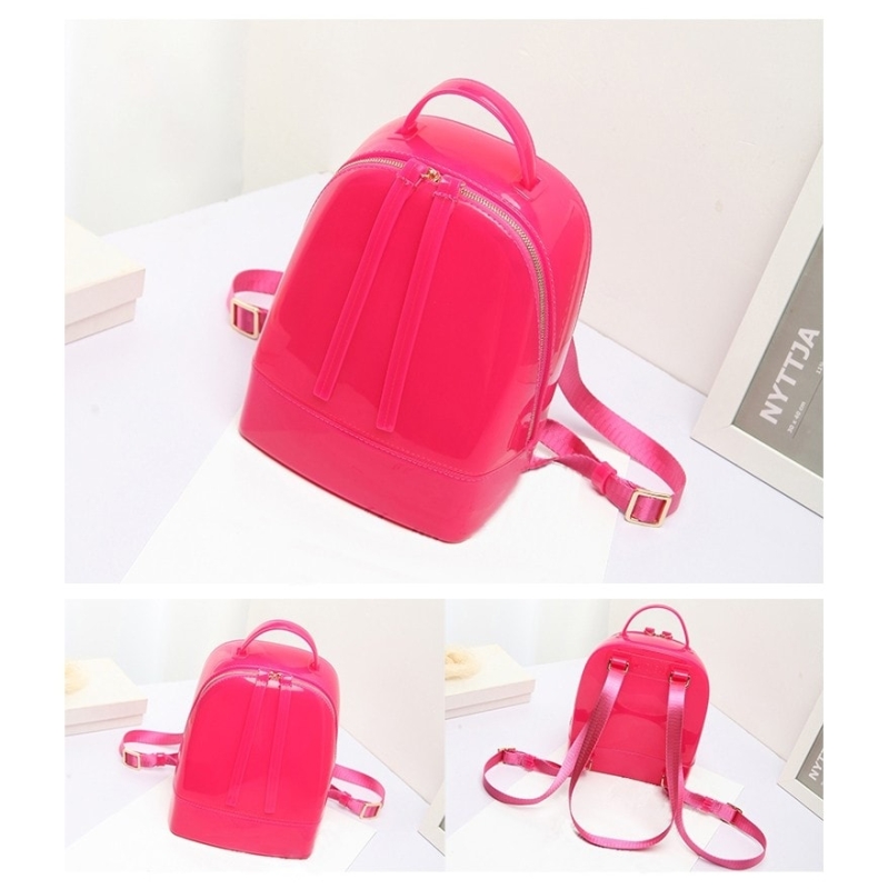 Red and White Backpack Cute Clear Jelly Bags
