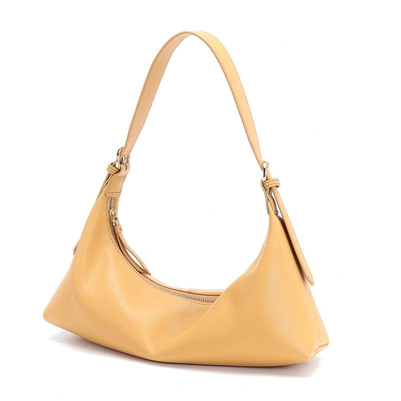 Yellow Leather Zipper Wide Strap Hobo Bag Purse Shoulder Bags