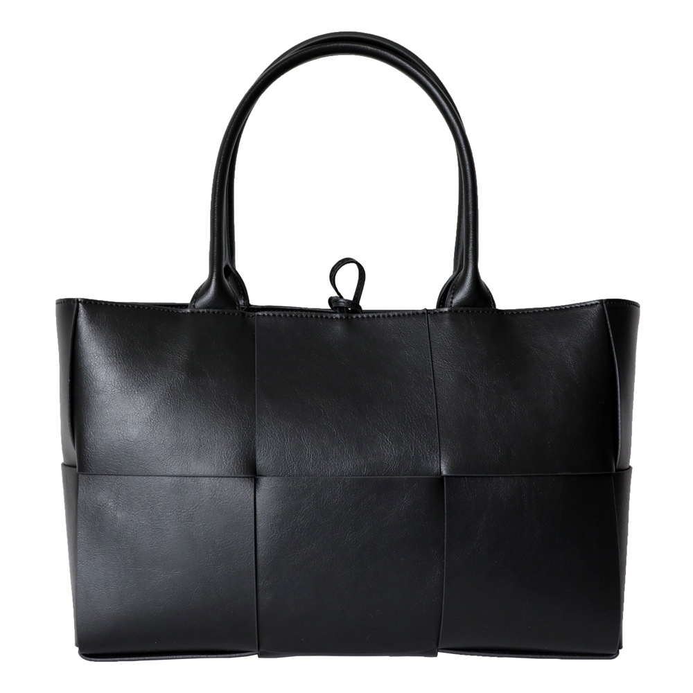 Black Woven Leather Tote Basket Bag Crossbody Bags | Baginning